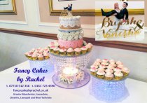 2 tier fountain wedding cake and cupcakes - 1.jpg