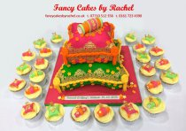 Mehndi cushion cake and cupcakes - 1.jpg