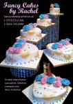 136 - heart shaped wedding cake with pink and turquoise flowers - 1.jpg