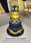Blue & Gold damask wedding cake - 1.jpg