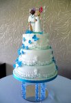 Blue butterflies wedding cake
