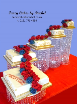 Crystal Pillar Cake  stand  hire  Fancy Cakes  by Rachel